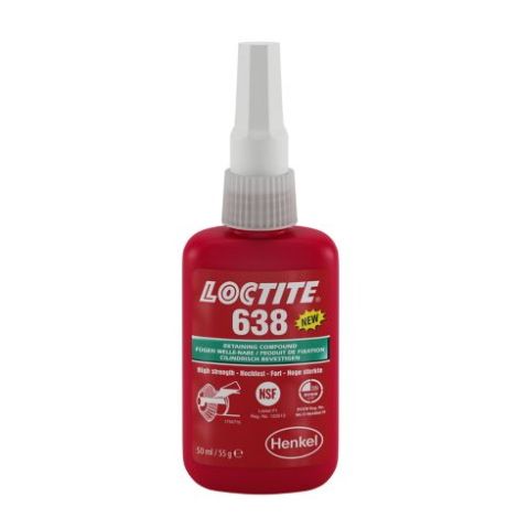 Loctite 638 - 50ml Anaerobowy klej do mocowania metalowych części współosiowych, trudno demontowalny kod: 1803357